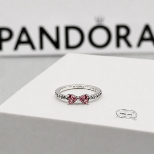 Nhẫn Pandora 193510C01 chính hãng | Sparkling Pink Bow Ring | Laimut | Ảnh chụp thực tế