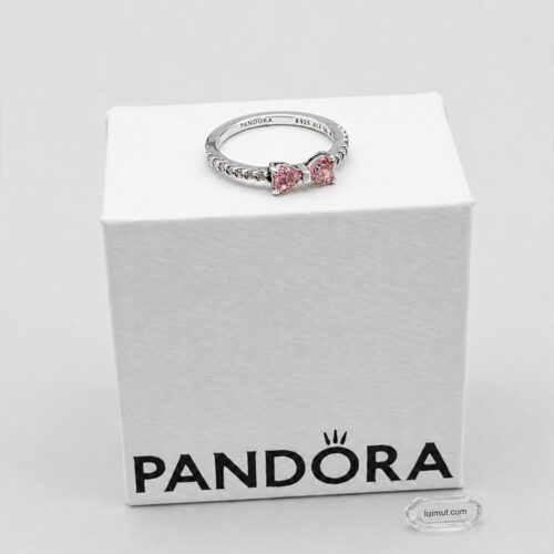 Nhẫn Pandora 193510C01 chính hãng | Sparkling Pink Bow Ring | Laimut | Ảnh chụp thực tế
