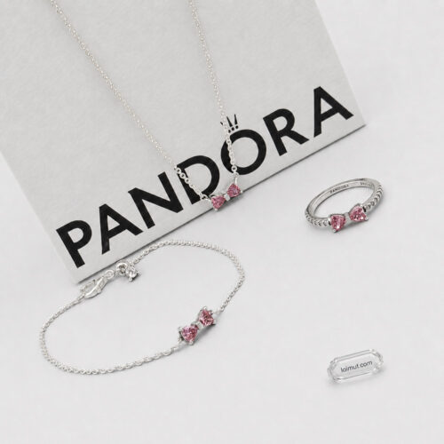 Nhẫn Pandora 193510C01 chính hãng | Sparkling Pink Bow Ring | Laimut | Ảnh chụp thực tế