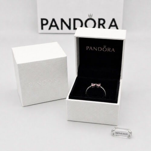 Nhẫn Pandora 193510C01 chính hãng | Sparkling Pink Bow Ring | Laimut | Ảnh chụp thực tế