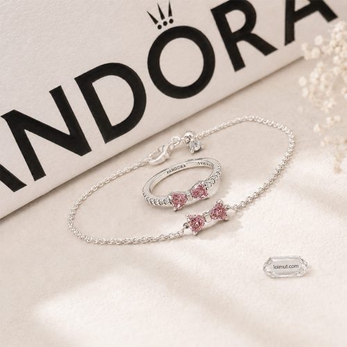 Nhẫn Pandora 193510C01 Sparkling Pink Bow Ring | Laimut | Ảnh chụp thực tế