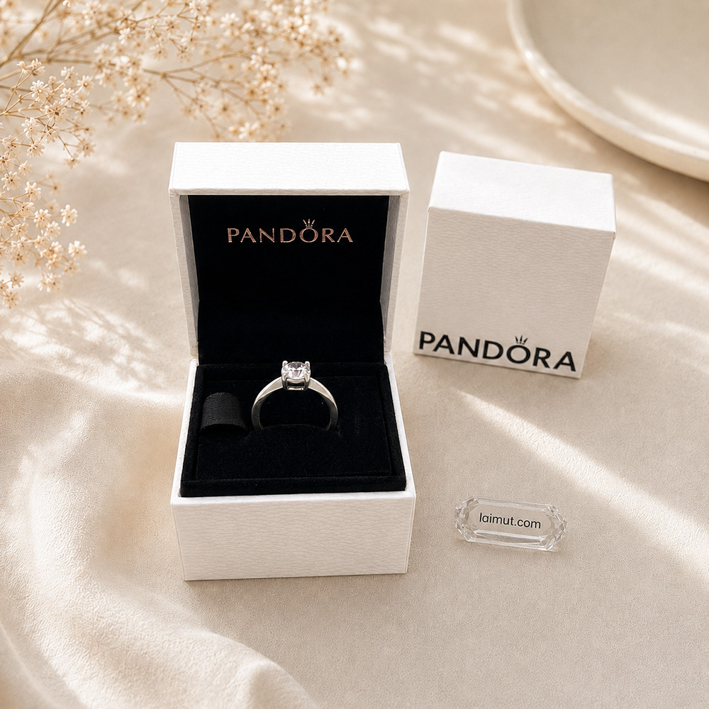 Nhẫn Pandora 190052C01 Sparkling Solitaire Ring | Laimut | Ảnh chụp thực tế fullbox
