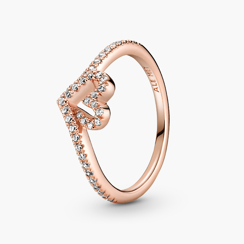 Nhẫn Pandora 189302C01 Sparkling Wishbone Heart Ring | Laimut