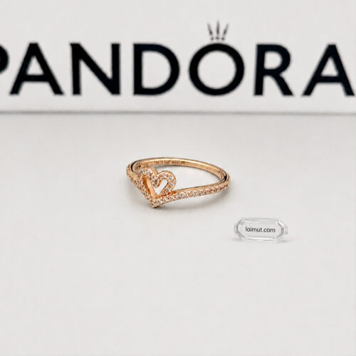 Nhẫn Pandora 189302C01 Sparkling Wishbone Heart Ring | Laimut | Ảnh chụp thực tế