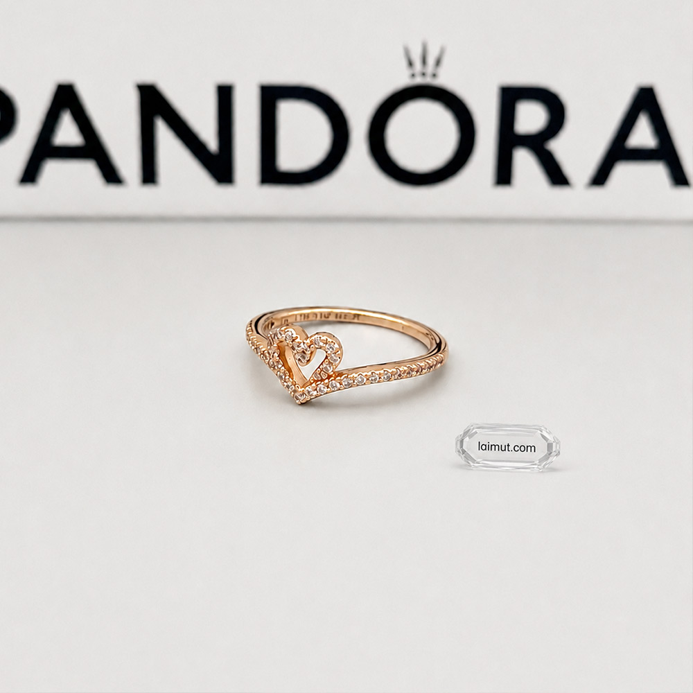 Nhẫn Pandora 189302C01 Sparkling Wishbone Heart Ring | Laimut | Ảnh chụp thực tế