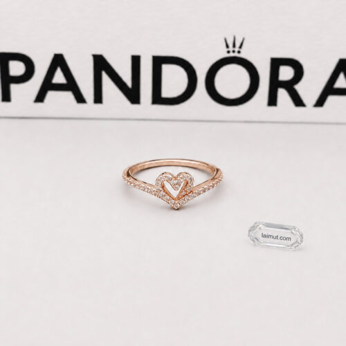 Nhẫn Pandora 189302C01 Sparkling Wishbone Heart Ring | Laimut | Ảnh chụp thực tế