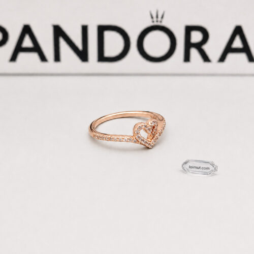 Nhẫn Pandora 189302C01 Sparkling Wishbone Heart Ring | Laimut | Ảnh chụp thực tế