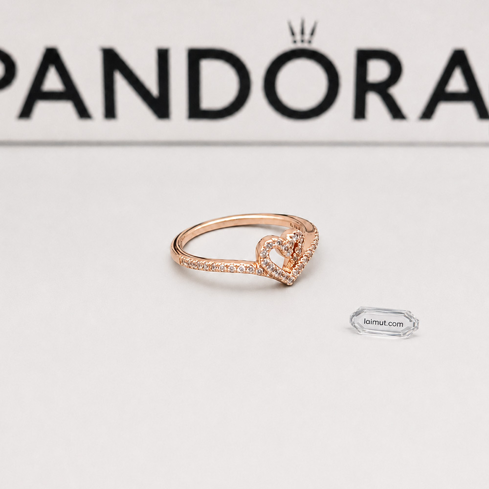 Nhẫn Pandora 189302C01 Sparkling Wishbone Heart Ring | Laimut | Ảnh chụp thực tế