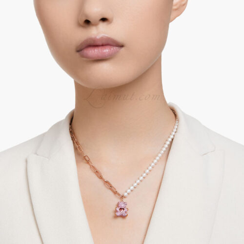 Vòng Cổ Swarovski Gấu Ngọc Trai Pink Teddy Pendant 5669166