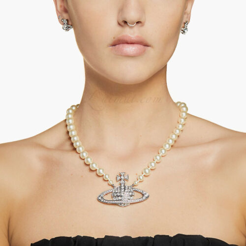 Vòng Cổ Vivienne Westwood Chính Hãng Man. Bas Relief Pearl Necklace 6301009902P104P104