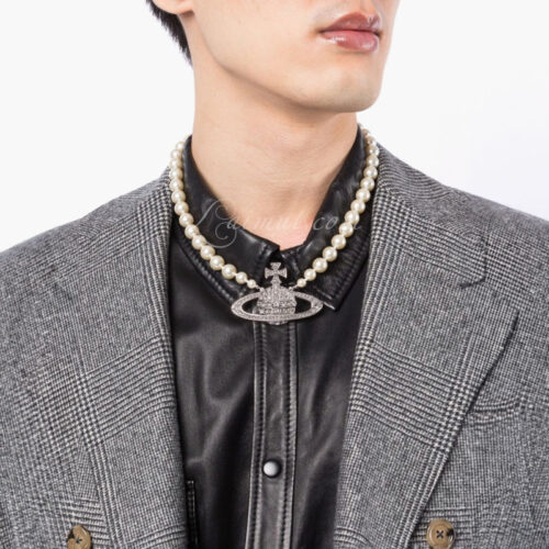 Vòng Cổ Vivienne Westwood Chính Hãng Man. Bas Relief Pearl Necklace 6301009902P104P104