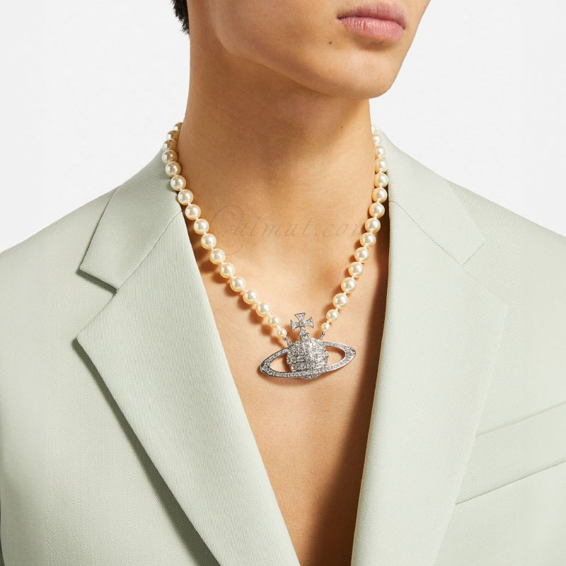 Vòng Cổ Vivienne Westwood Chính Hãng Man. Bas Relief Pearl Necklace