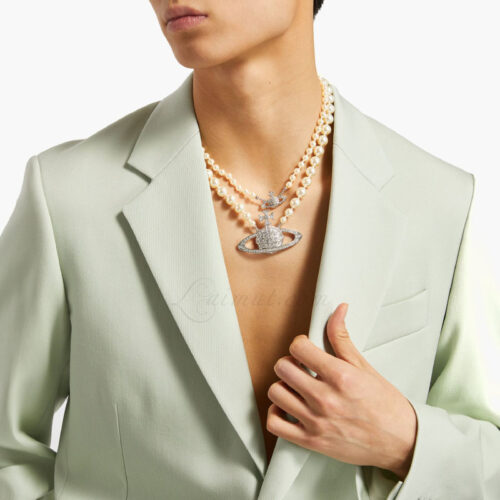 Vòng Cổ Vivienne Westwood Chính Hãng Man. Bas Relief Pearl Necklace 6301009902P104P104