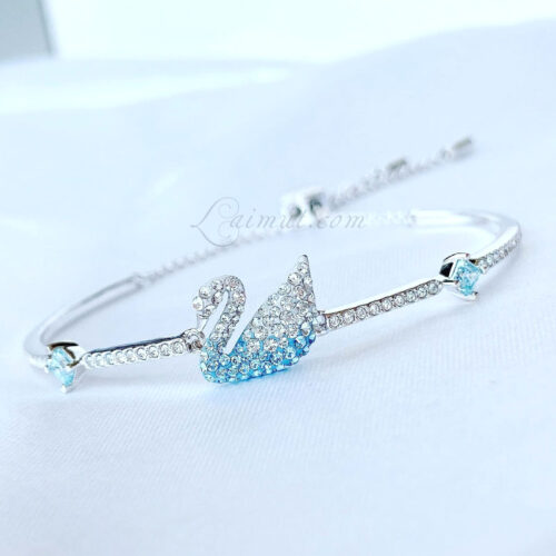 Vòng Tay Swarovski Thiên Nga Xanh Blue Iconic Swan Bangle 5549312