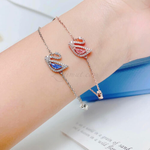 Dây Chuyền Thiên Nga Swarovski Xanh Hồng Dazzling Swan Necklace 5521074, 5469989