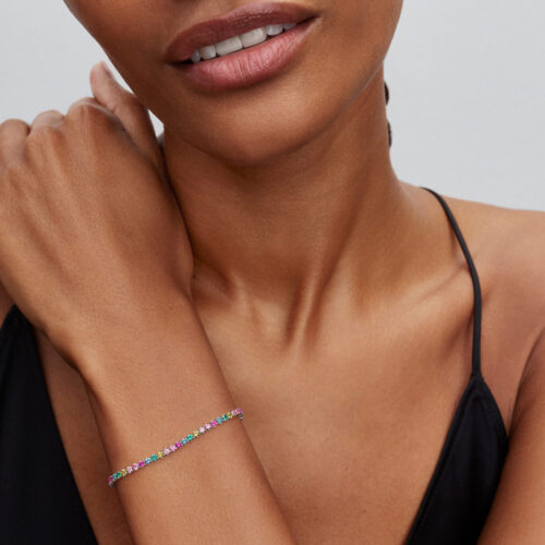 Vòng tay Pandora 593927C03 chính hãng | Rainbow Tennis Bracelet | Laimut | Ảnh mẫu đeo
