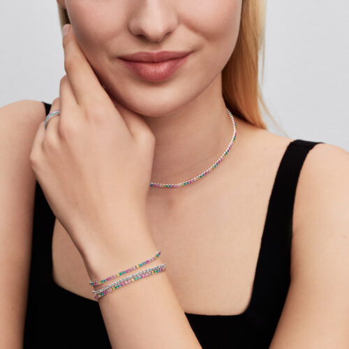 Vòng tay Pandora 593927C03 chính hãng | Rainbow Tennis Bracelet | Laimut | Ảnh mẫu đeo