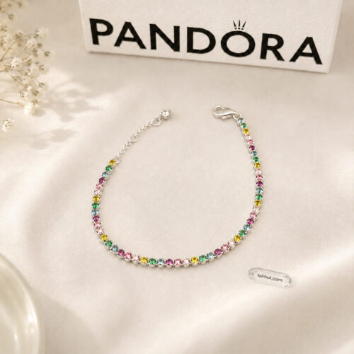 Vòng tay Pandora 593927C03 chính hãng | Rainbow Tennis Bracelet | Laimut | Ảnh chụp thực tế