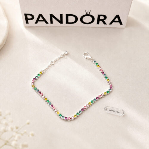 Vòng tay Pandora 593927C03 chính hãng | Rainbow Tennis Bracelet | Laimut | Ảnh chụp thực tế