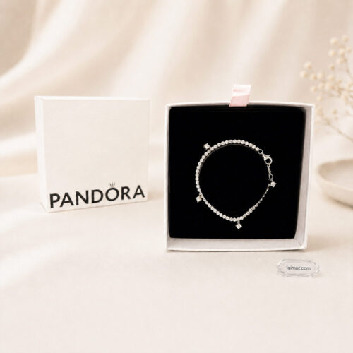 Vòng tay Pandora 592401C01 chính hãng | Sparkling Drops Tennis Bracelet | Laimut | Ảnh mẫu đeo | Ảnh chụp thực tế