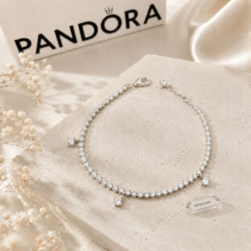 Vòng tay Pandora 592401C01 chính hãng | Sparkling Drops Tennis Bracelet | Laimut | Ảnh mẫu đeo | Ảnh chụp thực tế