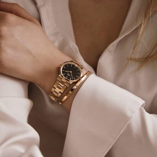 Đồng Hồ DW Chính Hãng Nam Nữ Iconic Link Rose Gold Black